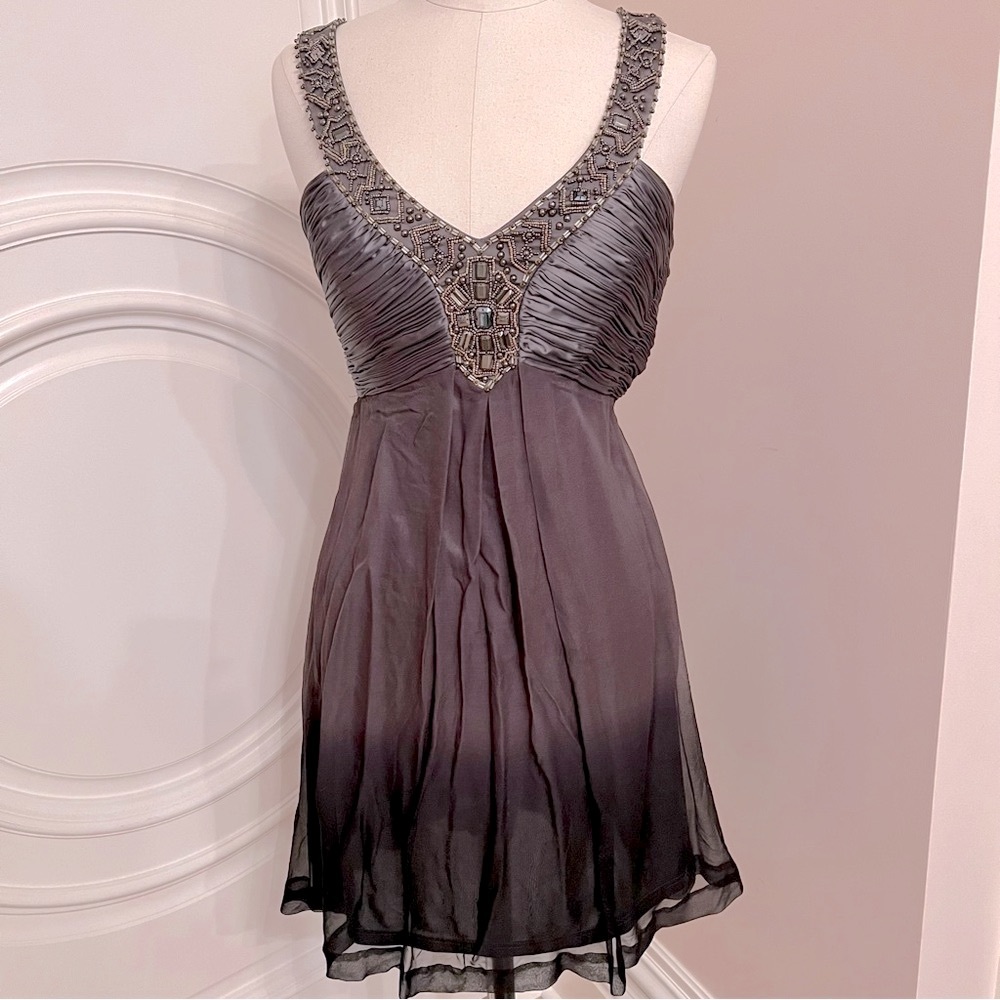 Sue Wong Silk Blend Jeweled Embellished Ombre Dress